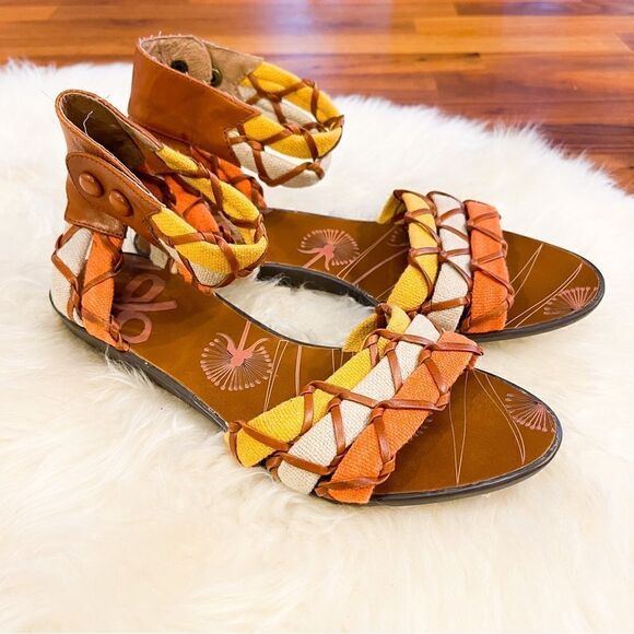 🍋 OTBT • Women’s Fellsmere Tri-Color Gladiator Leather Sandals Size 6.5 - Picture 1 of 7